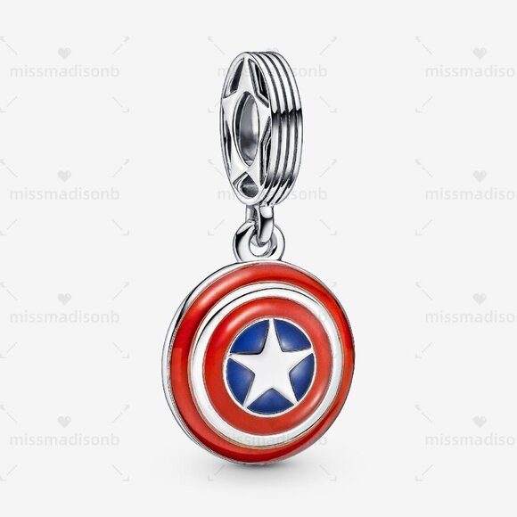 Pandora Marvel The Avengers Captain America Shield Dangle Charm - Picture 1 of 6